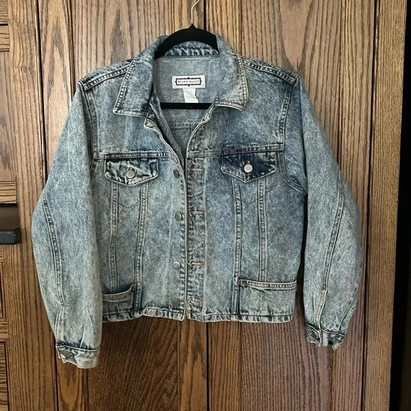 Vintage‎ Acid Wash Denim Jean Jacket 90s Medium Wash Mixed Blues Medium - Picture 1 of 5